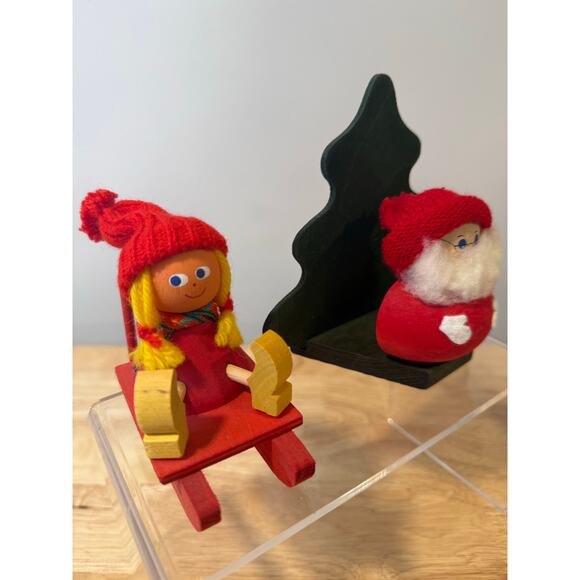 Pair of Ljungstroms Of Sweden Tomte Wooden Figures Christmas Holiday - Picture 2 of 15